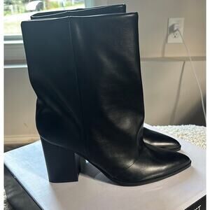Nine West Chaye Black Leather Booties Fold Over Look Brand New In Box Womens 8.5